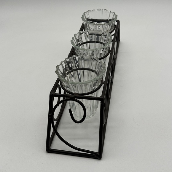 Glass Dip Trio with wrought Iron Stand - Picture 2 of 7